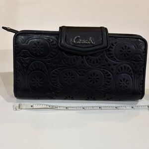 Coach Black Embossed Leather Wallet